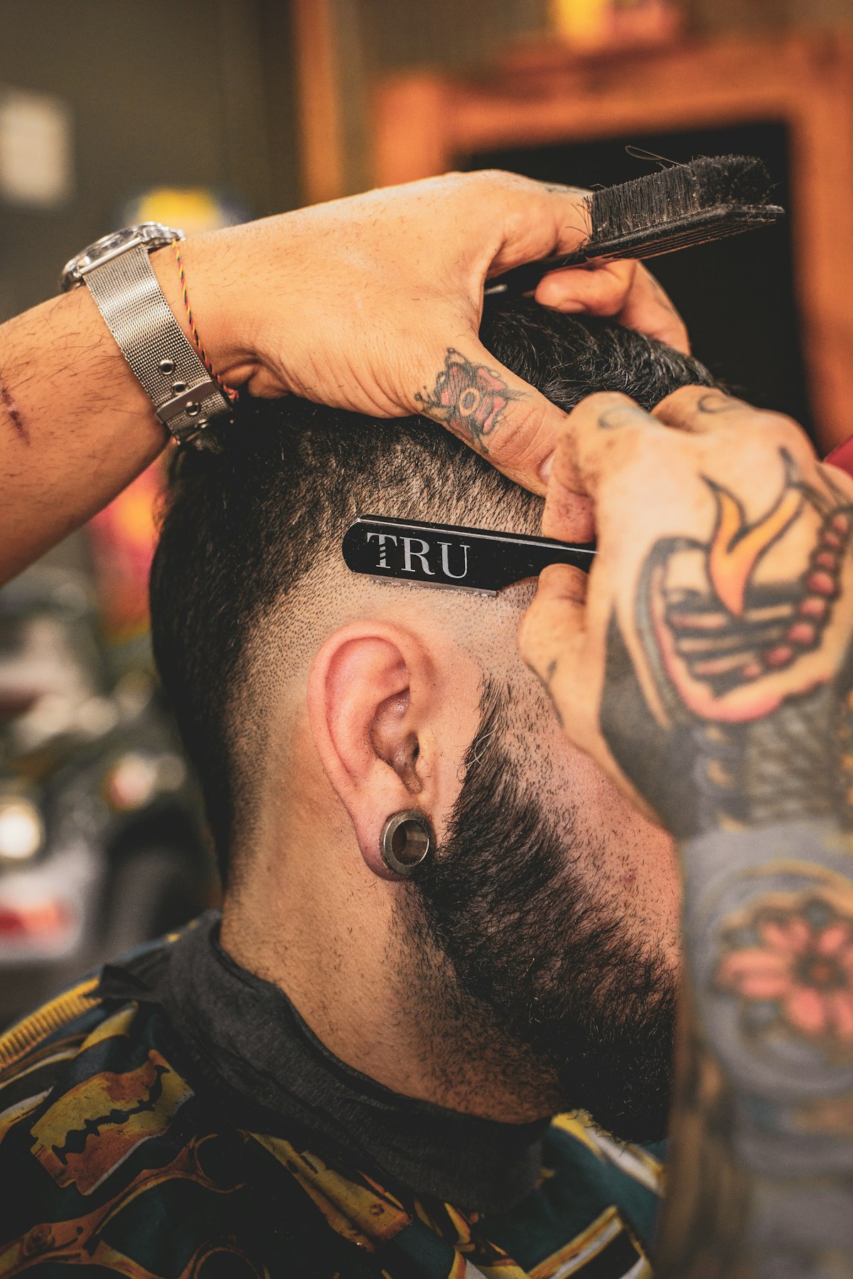 Barber working in a barbershop