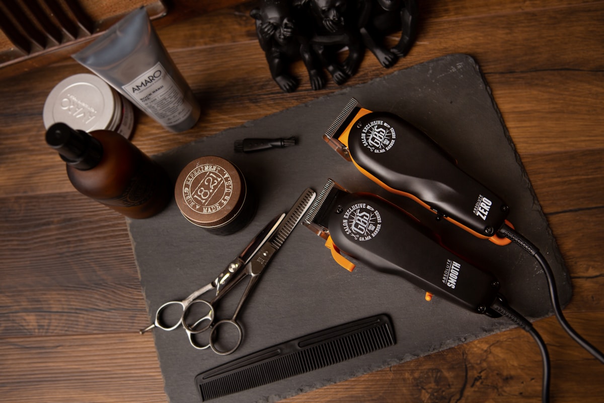 Barbershop chair and grooming tools
