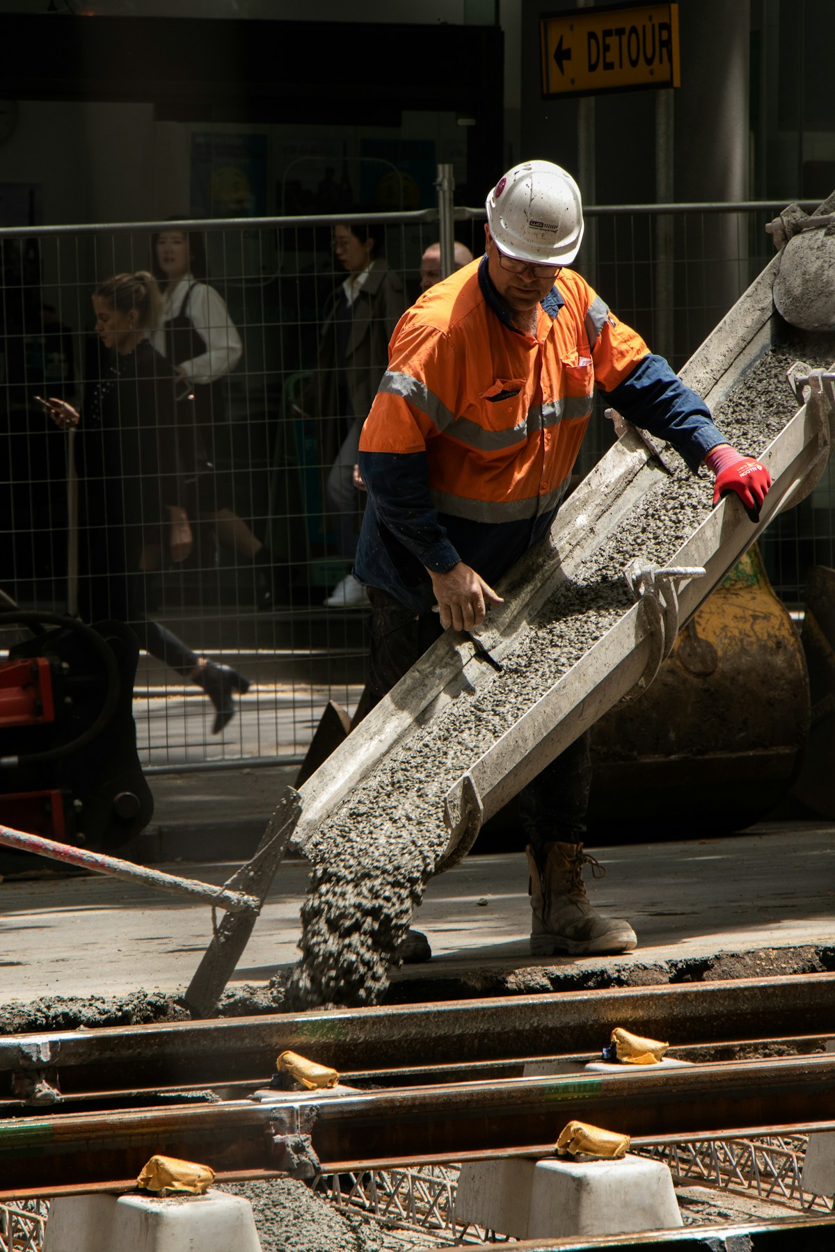 Concrete contractor pouring concrete
