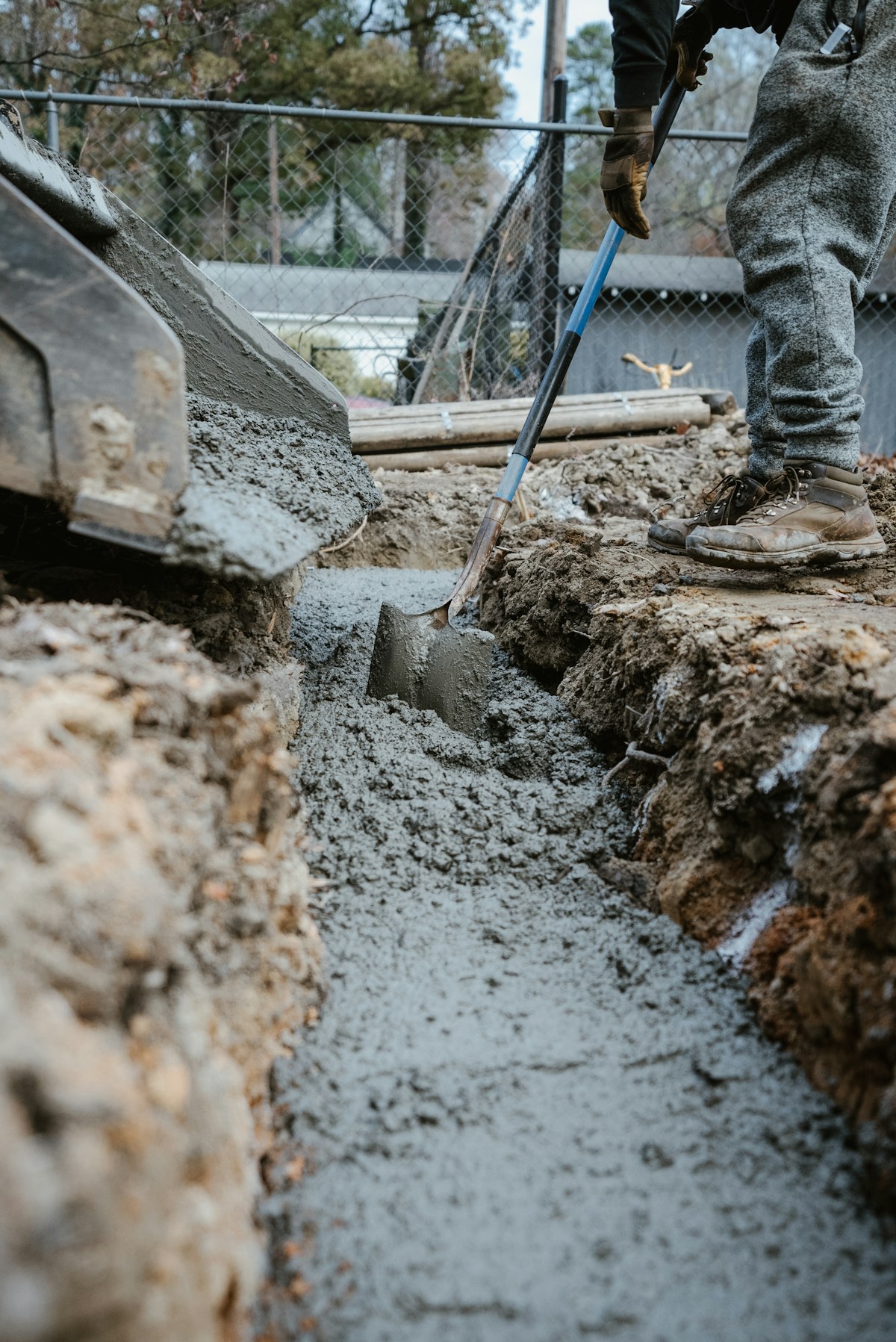 Concrete work at a job site