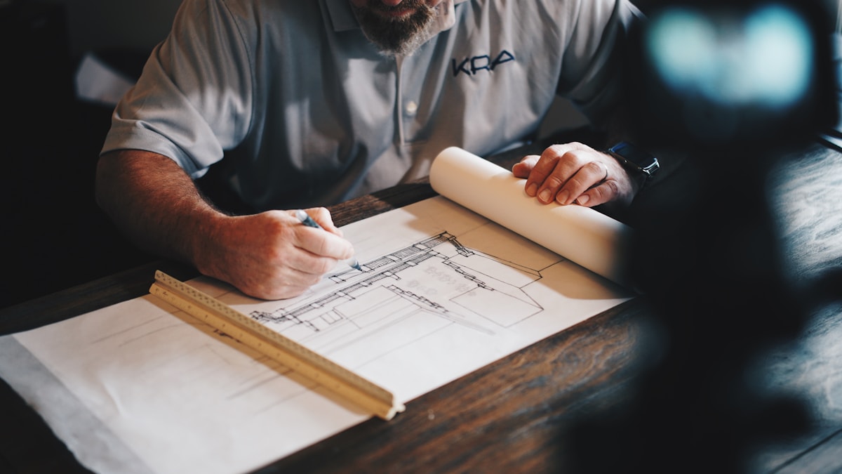 Contractor reviewing a building project