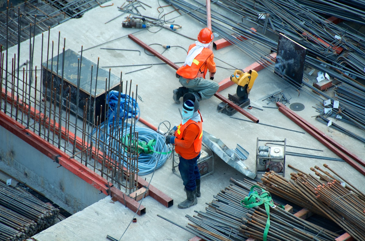Construction crew working together
