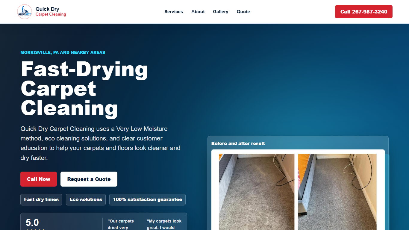 Quick Dry Carpet Cleaning website preview